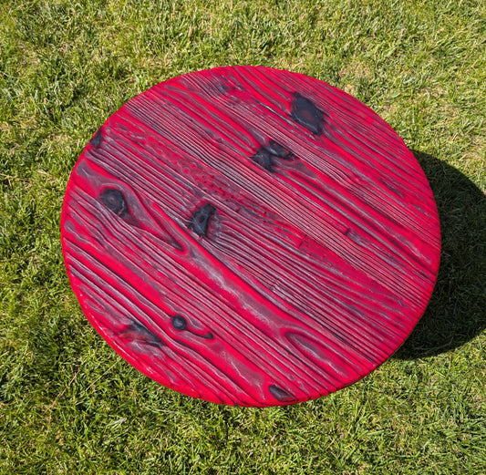 Red Wood Burned Coffee Table | Shou Sugi Ban Epoxy Round Table | Rustic Handmade Furniture for Living Rooms | Obsidian Ember Design