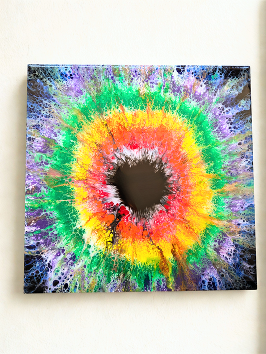 Rainbow Paint Pour Epoxy Wall Decor - Functional Art and Statement Piece | Rainbow Eye Original Design